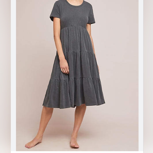 Sundry tiered midi dress in charcoal grey sz L - Picture 6 of 6
